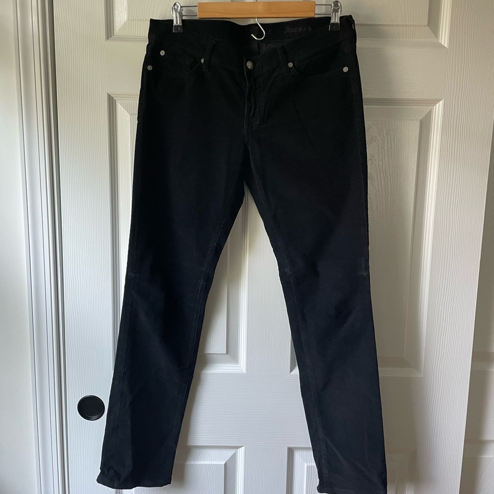 7 For All Mankind Roxanne Black Corduroy Skinny Ankle Pants